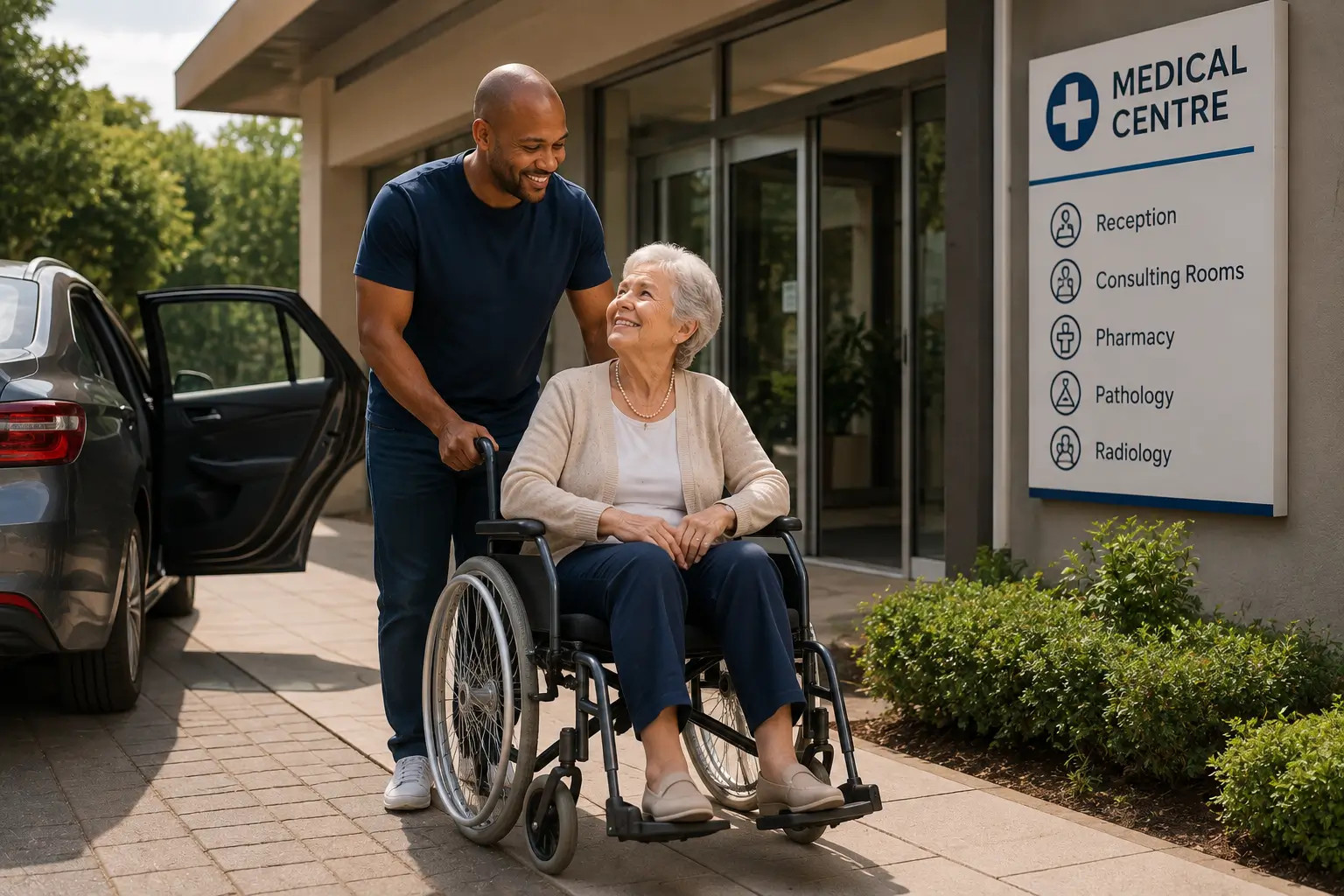 Elderly Transport Services: 7 Safety Signs Your Parents Need a Helping Hand Elderly care Johannesburg — wheelchair support during medical appointment